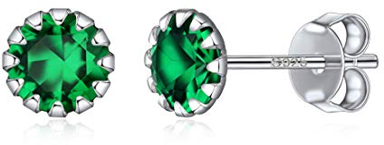 ChicSilver 925 Silber Geburtsstein Ohrstecker May simuliert smaragd königliche grüne steine ohrstecker winzige birthstone ohrringe für mädchen