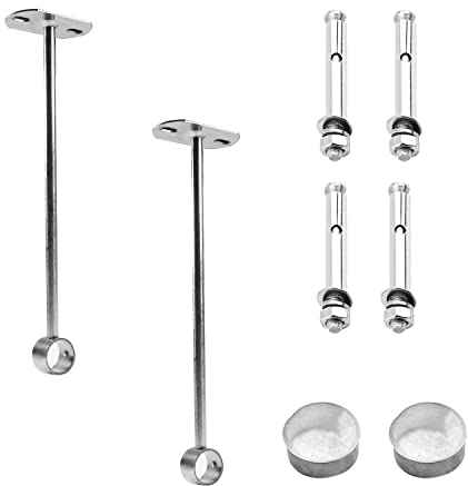 MroMax 2 barras de cortina de ducha de acero inoxidable para barra de armario redonda de 25 mm, tono plateado