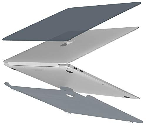 TECOOL compatibile con MacBook Air 13 Pollici 2020 2019 2018 Cover, M1 A2337 e A2179 A1932 con Touch ID, Custodia Rigida Protettiva Sottile in Plastica Superficie Opaca, Grigio-Nero