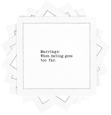 Signature Napkins Cocktail-Servietten mit Hochzeitszitaten aus Baumwolle, Getränkeservietten, Bar-Servietten, Party-Servietten, kleine Servietten für Veranstaltungen, einzeln verwendbar, 50 Stück
