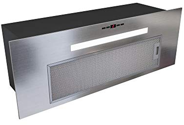GLOBALO Cappa aspirante da incasso per cucina, ventilatore, filtro grasso, cappa sottopiano con illuminazione, larghezza di incasso 80 cm, 4 livelli di potenza, acciaio inox, Agendero 80.2 Inox