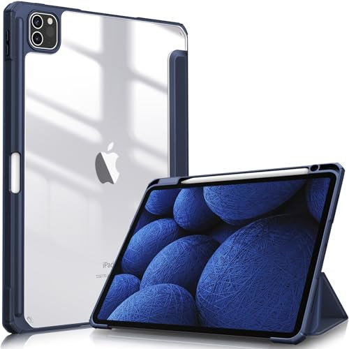 FINTIE Funda híbrida Compatible con iPad Pro de 11 Pulgadas (2022/2021/2020/2018, 4ª/3ª/2ª/1ª generación) – Funda Transparente Ultra Delgada a Prueba de Golpes con Soporte para lápices, Encendido y
