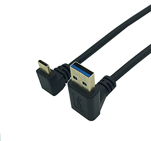 Herfair Angled USB A to C Cable, 30cm Short Type C Connector Cable, Gold Plated 90 Degrees USB-C Fast Charging Cord for Android Phone, iPad, Tablet, Laptop, etc (USB up TO C Angle)