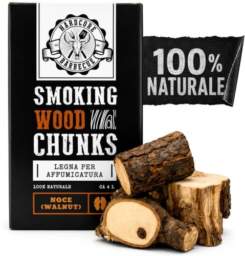 BBQ Chunk Walnuss – Hickory Walnut – Hardcore Grill – Holz zum Räuchern und Räuchern BBQ – Holz zum Räuchern von Fleisch – 100 % natürlich 1,5 kg