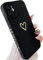 SmoBea Compatible with iphone 12 Mini Case, Cute Gold Heart Pattern Phone Case for Women Girls With Side Small Love Pattern Silicone Protective Shockproof Phone Case (Black)