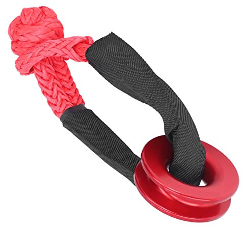 Keenso Soft Schäkel, Recovery Ring Kit Synthetischer Soft Schäkel Seil Aluminiumlegierung Reißring für ATV UTV SUV Truck(rot) Teile für Anhängerwinden