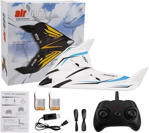 QIYHBVR RC Plane Remote Control Airplane - RTF 2CH Remote Control Delta Wing Airplane Indoor Outdoor 2.4GHz Radio Control Aircraft With 2 Batteries Stability Flight RC Aircraft