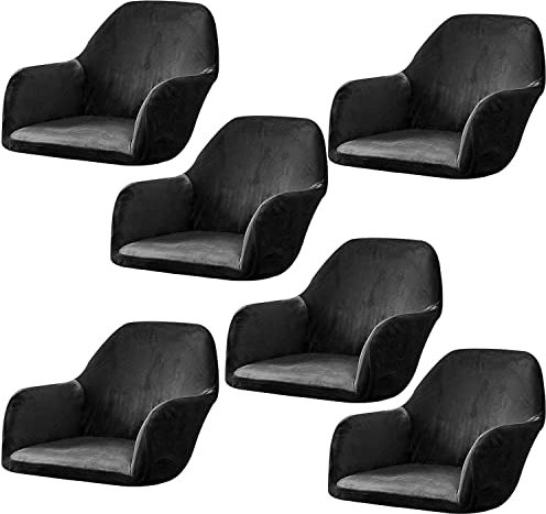 ELYSYSRL Stretch Stuhlhussen Samt mit Armlehne Stuhlbezug 1/6/2/4er Set Luxus-Samt Bürostuhl Bezug Stuhlschonbezug Sessel Esszimmerstuhlhussen Armlehnstuhl Stuhlabdeckung (Color : #4, Size : 6PCS)