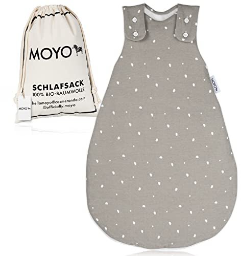 MOYO Baby-Schlafsack in Grau I Atmungsaktiver Winterschlafsack in 62/68 I Gefütterter Ganzjahres-Schlafsack 2.5 TOG I Neugeborenen-Schlafsack aus 100% Bio-Baumwolle I Mitwachsender Babyschlafsack