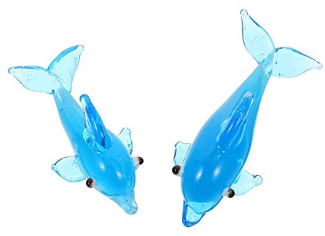 Homoyoyo 2st Delphin-Ornament Aus Glas Auto Armaturenbrett Verzierung Delfinfigur Aus Kristall Kristall-Delphin-Statue Meerestierfigur Japanisches Dekor Liebhaber Empfindlich Nautische Uhr