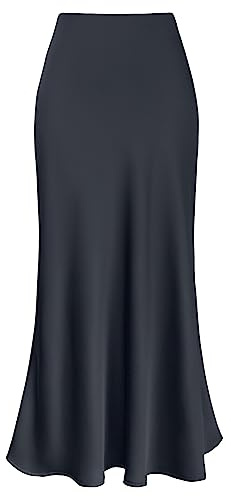 Outoshe - Women's Long Satin Skirt Hidden Elastic Waist | Hidden elastic waistband, bias cut, leopard polka dot print, work, fall, dressy outfits, silky skirt