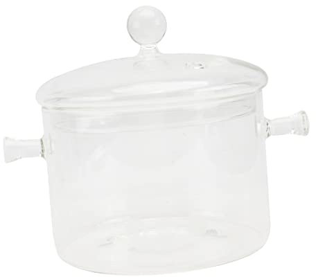 OQHAIR 1pc Glass Saucepan Clear Container Food Container Sauce Pan with Lid Glass Simmer Pot for Stove Potpourri Glass Cooking Pot Glass Butter Warmer Pot Household Stewpot with Cover