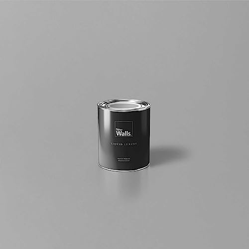 New Walls Premium Wandfarbe Grau, Silber Liquid Luxury Dispersionsfarbe für Innenräume – 1 L