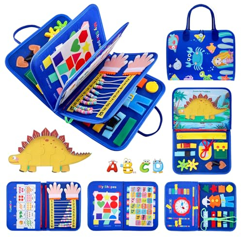 zhongko Busy Board, 8 in 1 Activity Board Montessori Spielzeug ab 1 2 3 4 5 Jahre, Kinderspielzeug Montessori Board Sensorik Spielzeug Baby Motorikspielzeug, Baby Geschenk Mädchen Jungen (Blau)