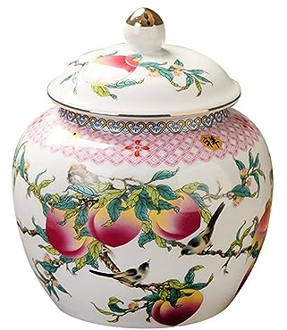 Fenteer Keramik-Ingwerglas, Porzellan-Tempelglas, Blumenarrangement, traditionelle Keramik-Blumenvase, Vorratsgläser für Wohnzimmer, Büro, Küche, Dekoration, 1200ml