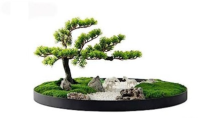 Topfpflanzen, Bonsai-Baum-Simulation – Desktop-Landschaftsbau-Scheibe für den Innenbereich, chinesische Teestube, Blume, Kunstdekoration, künstliche Pflanze für Schreibtisch, Gründekoration,