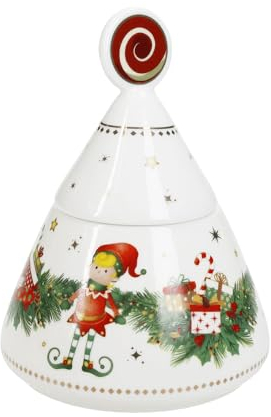 BRANDANI Sucrier Elfomagia 10 x 14 cm Blanc Porcelaine Table de Noël