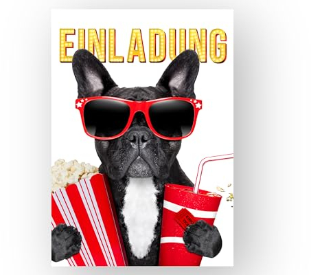 Friendly Fox Kino Einladung, 12 Einladungskarten Kindergeburtstag Kino, Geburtstagseinladungen Kino Geburtstag, Einladungen mit Umschlag