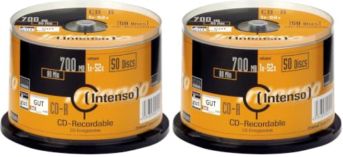 Intenso CD-R Rohlinge (52x Speed, 80 Min, 700MB, 50er Spindel) (Packung mit 2)