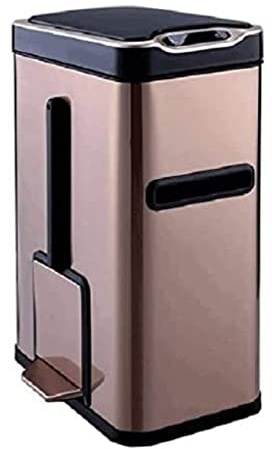 DEEDAV Trash Recycling Bin Smart Sensor Garbage Can Stainless Steel Trash Can Automatic Bin Tissue Holder Toilet Brush for Bedroom Kitchen (Color : R, Size : 20.5 * 33 * 45cm)