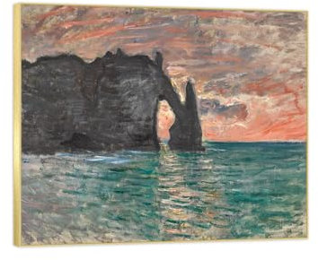 TAPHET Impressionismus Bilder. Leinwandbild mit Rahmen Goldener. Kunstdruck auf Leinwand. Sonnenuntergang. Wandbilder Wohnzimmer Moderne 80x95cm