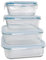 TIENDA EURASIA – Set 4 Tupper Cristal | Tapa con Cierre de Silicona | Herméticos | Apto para Microondas y Lavavajillas | Capacidad 370 ml+640 ml+1L+1,5L Medidas 19x7 17x6 14x5 y 12x4 cm