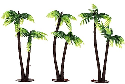 PartyKindom Plastic Mini Palm Trees: 3pcs Coconut Palm Model Artificial Trees Scenery Model for Cake Decor Building Model Landscape