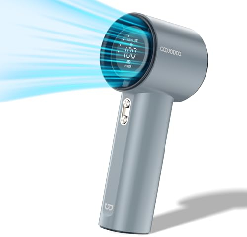 GOOJODOQ Ventilador de mano portátil, carga USB-C, batería de 4000 mAh, mini ventilador turbo de mano para viajes, al aire libre, camping (azul)