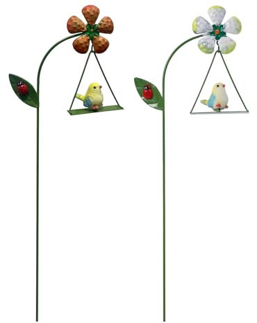 Fofetbfo 2 Stück Metall-Blumen-Gartenstäbe für Draußen, Metall-Hofstäbe, Frühlings- und Sommerdekoration für Hofkunst, Blumentopfstäbe, wasserdichte Metall-Blumenstäbe für Terrasse, Rasen,(#1)