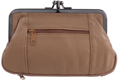 Oakridge Leather Porte-monnaie double fermoir pour femme avec espace pour carte de crédit, fudge, Taille unique, Porte-monnaie à fermoir