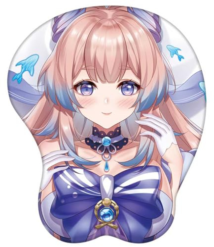 RiRaku Anime Mauspad Genshin Impact Sangonomiya Kokomi 3D Mauspad Silikonunterstützung. Niedliches Gel-Mauspad mit Handgelenkauflage. Rutschfestes 3D-Mauspad（C）