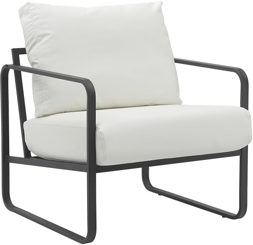 CLP Lounger Manea I Relaxsessel Kunstleder Oder Stoff Bezug I Mit Stabilem Metallgestell I Gepolsteter Clubsessel, Farbe:weiß, Material:Kunstleder