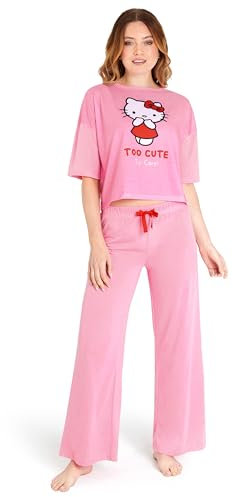 Hello Kitty Set Pigiama Donna, Confortevole Abbigliamento da Casa - Regalo Donna (Rosa, L)