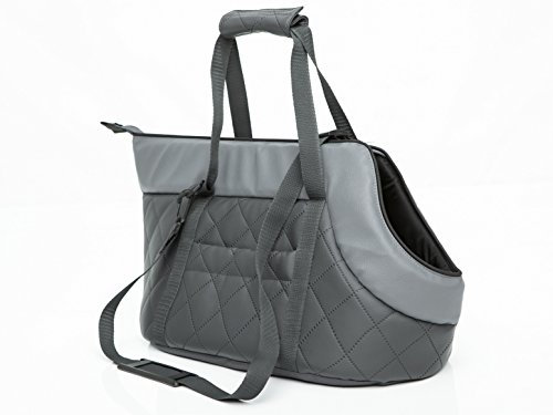 Hundetragetasche aus Kunstleder – Hundetransporttasche für kleine Hunde und Katzen bis 8 kg - praktische Transporttasche - Hundetasche - 30 x 58 x 32 cm - Grau