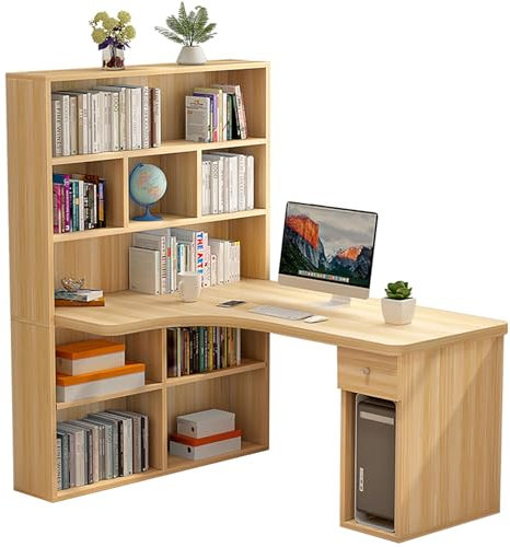 JHDXL Escritorio de Esquina Gaming, Mesa despacho Reversible, Escritorio en L, con Estante y cajón Escritorio de Oficina pequeño, para Oficina, salón