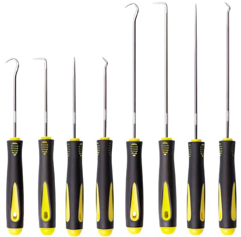 GUOYOU 8-teiliges Präzisions-Plektren- und Haken-Set, Entferner, Mechaniker, Pick-Werkzeug-Set, professioneller Abzieher, für Öldichtungen, O-Ringe, Dichtungen, ideal für Mechaniker,