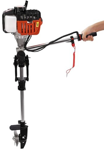 Außenbordmotor, 2-Takt 2.5 PS Elektro Außenborder, 1.82KW Luftkühlung Bootsmotor 52cc 8500rpm, für kleine Boote unter 9,8 Fuß
