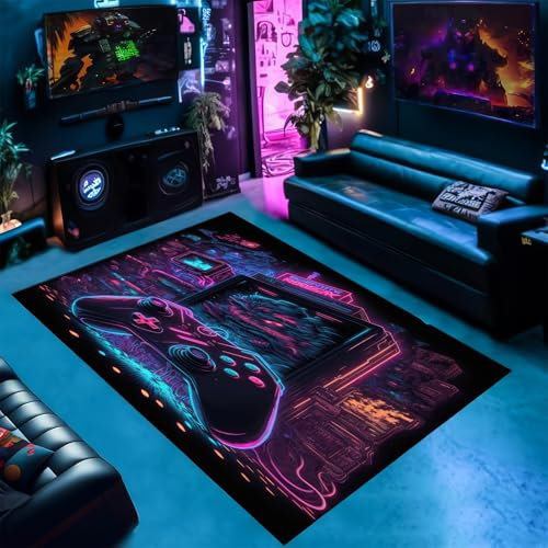PEIHUODAN Bereich Teppiche, Moderne Visual Gamer Visual Dekorative Teppich, Cool Graffiti Atmosphäre Teenager Junge Spiel Zimmer Dekorative Teppiche Für Wohnzimmer Schlafzimmer (Farbe 3,50x80cm)