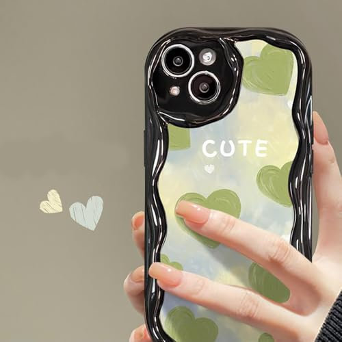 Compatible with iPhone 7 Plus/iphone 8 Plus Green Heart Chain Soft Phone Case Shockproof Durable Slim Anti Scratch Lightweight