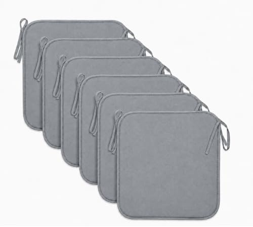 L S U Waterproof Chair Cushion Seat Pads Outdoor Tie-On Garden Patio Kitchen Office Chairs- Pack of 2, 4, 6, 8 (Pack 6 Grey)