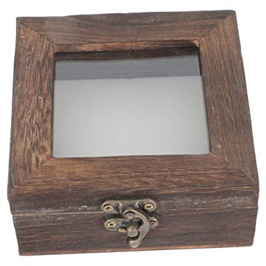 Veemoon Holz Muster Probenbox Retro Ausstellungsbox Mit Acrylabdeckung Schmuckvitrine Flip-type Musterbox Für Schmuck Münzen Fotos