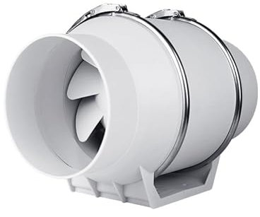 4 Inch Inline Duct Fan, Inline Extractor Fan, 220m³/hr 26000RPM Strong Airflow Quiet Ventilation Exhaust Fan, Ceiling/Wall Mount In Line Duct Fan for Bathroom, Kitchen, Office, Warehouse, Grow Rooms