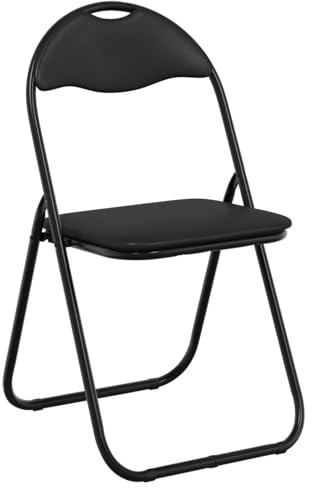 vidaXL Klappstuhl 8 pcs Schwarz 48 x 43,5 x 81 cm Kunstleder, Moderner klappbarer Esszimmerstuhl, kompakt, Kunstleder, schaumstoffgepolstert, bequem, platzsparend, einfach zu lagern