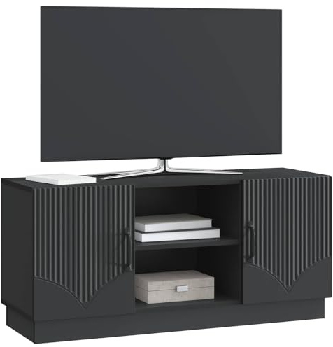 vidaXL TV-Schränk Schwarz 102 x 34,5 x 47 cm Holzwerkstoff, Wohnzimmer, Rechteckige Möbel, Moderner Medienstand, Viel Stauraum, Verstellbare TV-Konsole, Wohnkultur