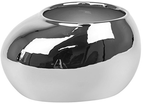 Polnix Keramik Orchideentopf H 12 cm Silber Moderne Dekovase Übertopf Moon