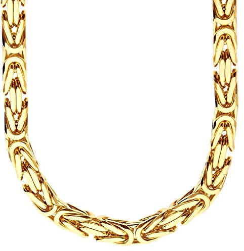 .iced-out. Sterling 925er Silber Königskette - BYZANTIN 8x8mm gold 60cm