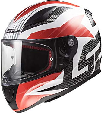 LS2 Motorradhelm RAPID GRID, Weiß/Schwarz/Rot, Größe XL
