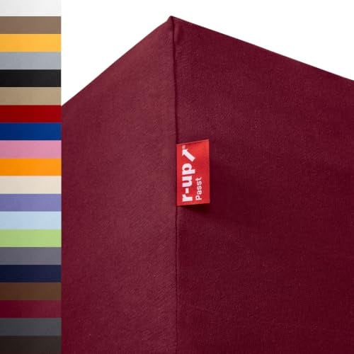 r-up Passt Spannbettaken 140x200-160x200 Bordeauxrot | 100% Baumwolle, 130g/m² Tuchgewicht, bis 35cm Höhe, viele Farben, OEKO-TEX, stressfrei auch für hohe Matratzen
