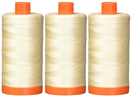 Aurifil A1050–2000 Mako-Baumwollgarn, solide, 50 WT, je 1400 m, 3 Stück