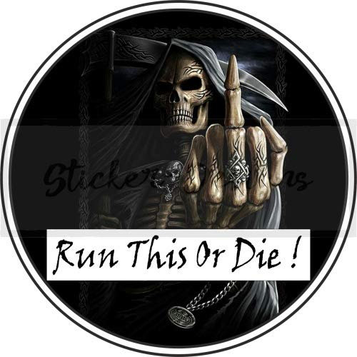 15cm! Aufkleber-Folie Wetterfest Made IN Germany Schadstoffklasse SCHWARZ Tod Stinkefinger Run This OR DIE! P22-UV&Waschanlagenfest-Auto-Vinyl-Sticker Profi Qualität